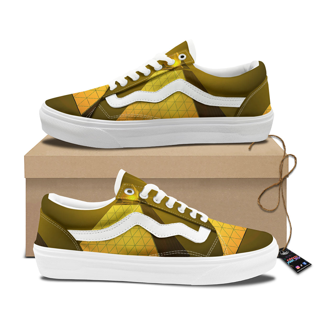 Pyramid Golden Print Skate Shoes-grizzshop