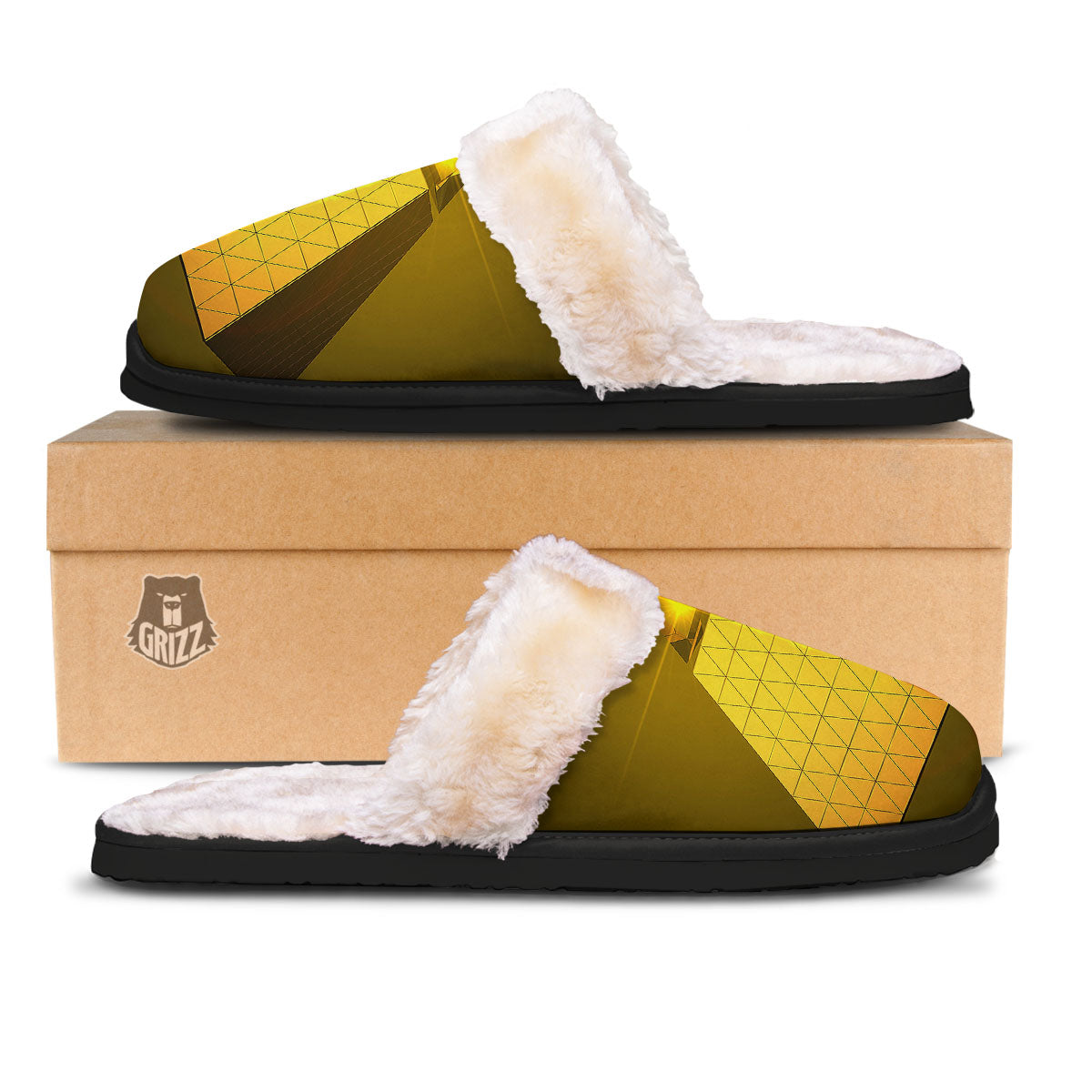 Pyramid Golden Print Slippers-grizzshop