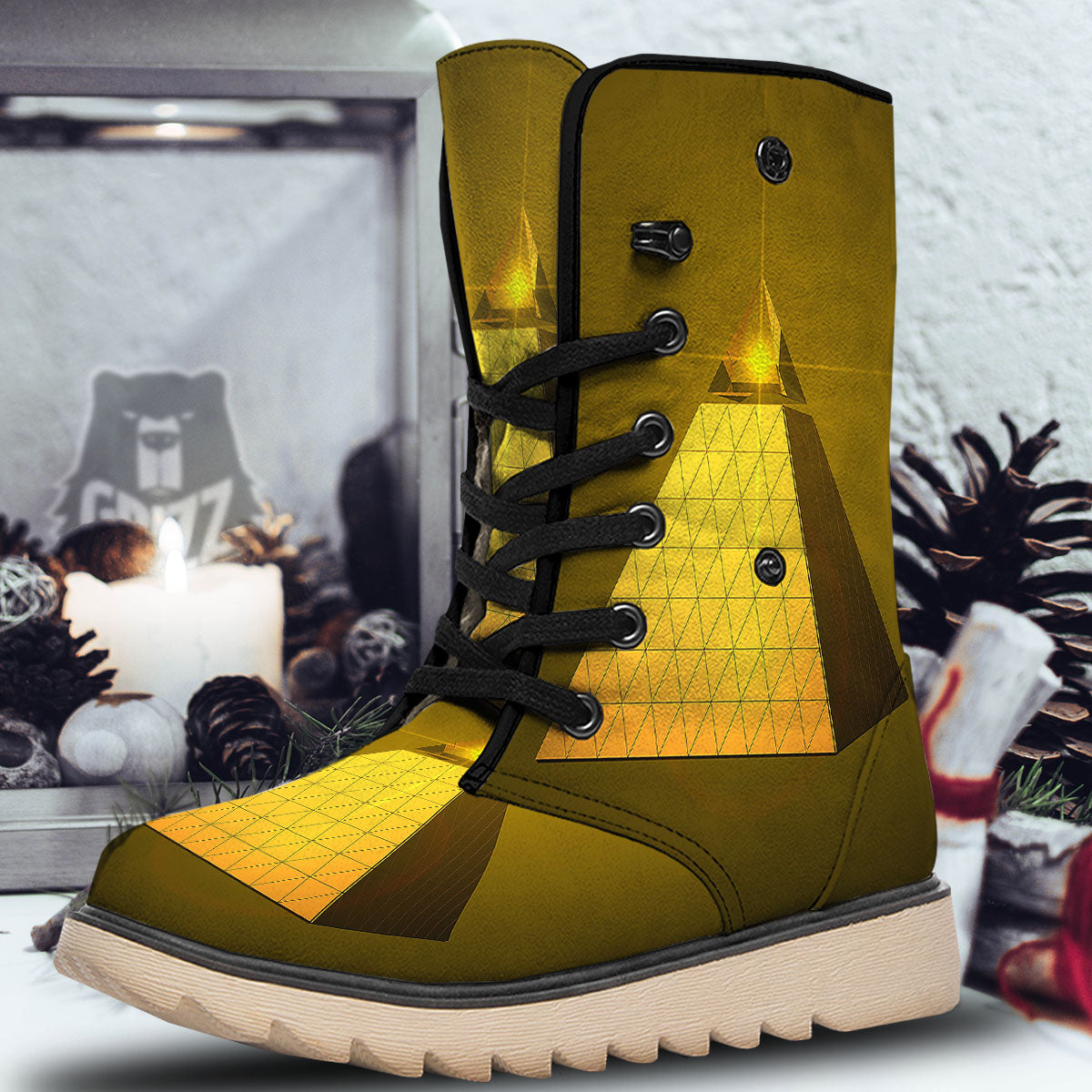 Pyramid Golden Print Snow Boots-grizzshop