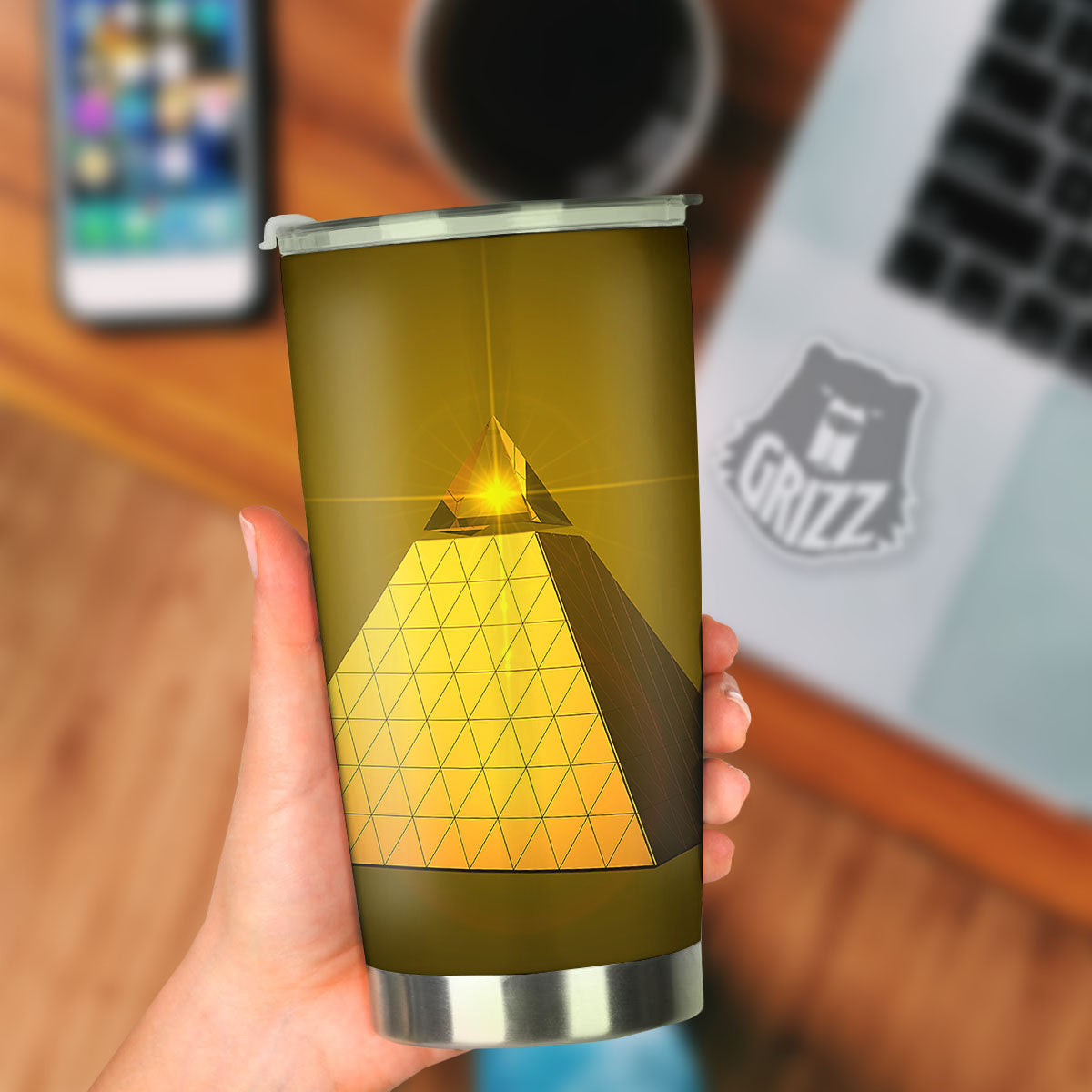 Pyramid Golden Print Tumbler-grizzshop