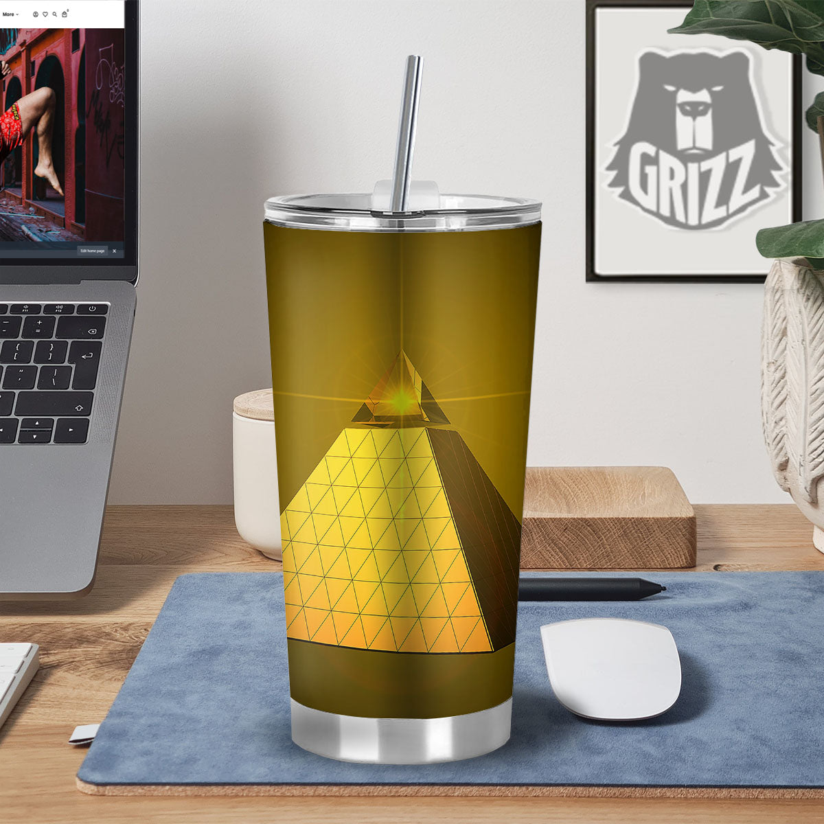 Pyramid Golden Print Tumbler-grizzshop