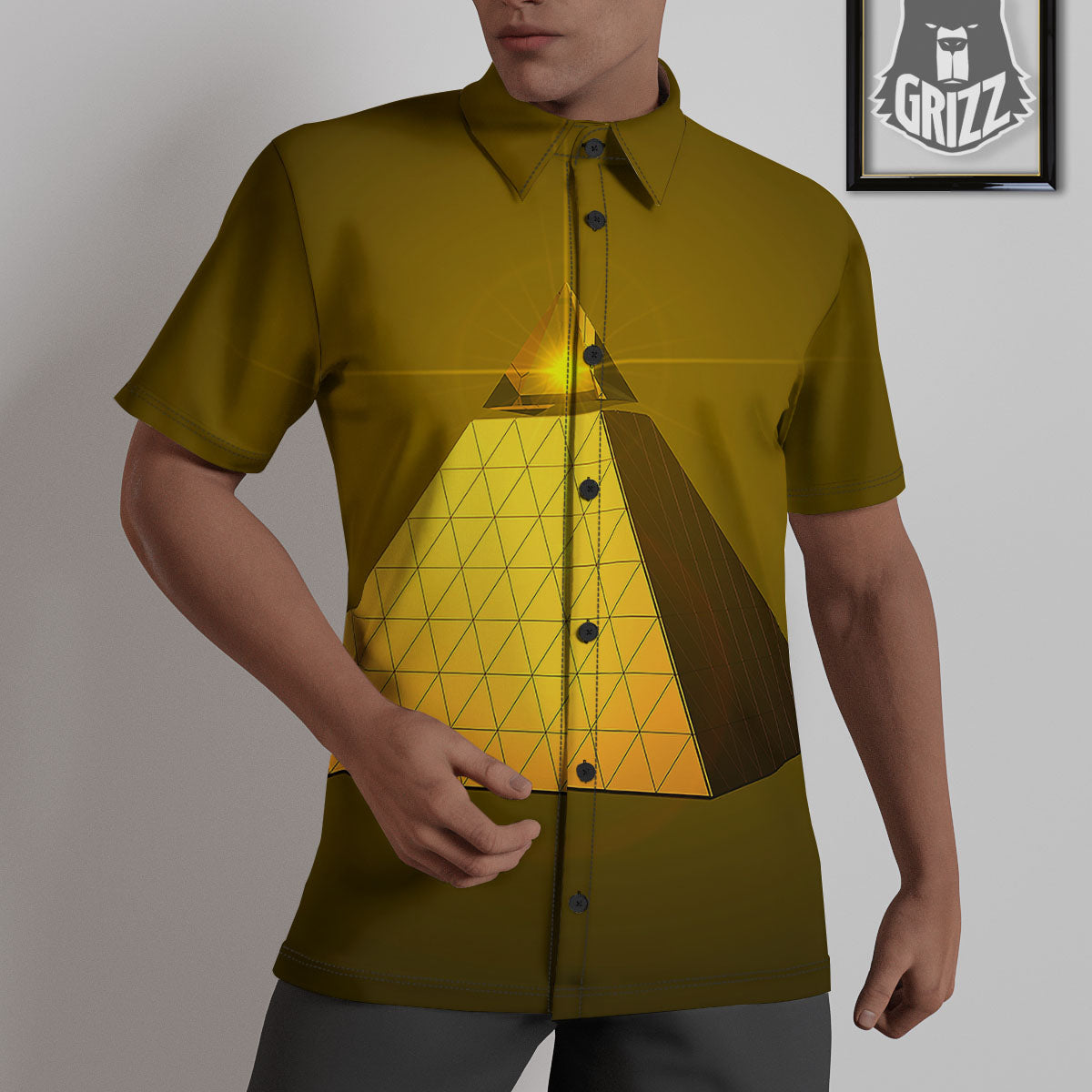 Pyramid Golden Print Untucked Shirts-grizzshop
