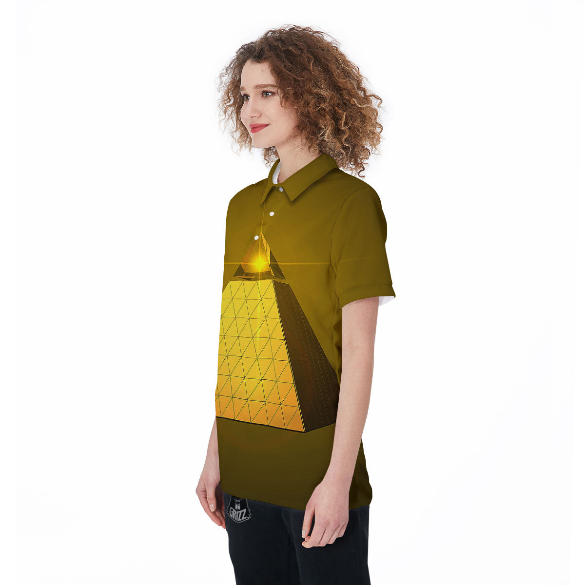 Pyramid Golden Print Women's Golf Shirts-grizzshop