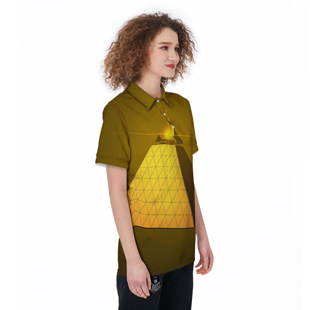Pyramid Golden Print Women's Golf Shirts-grizzshop