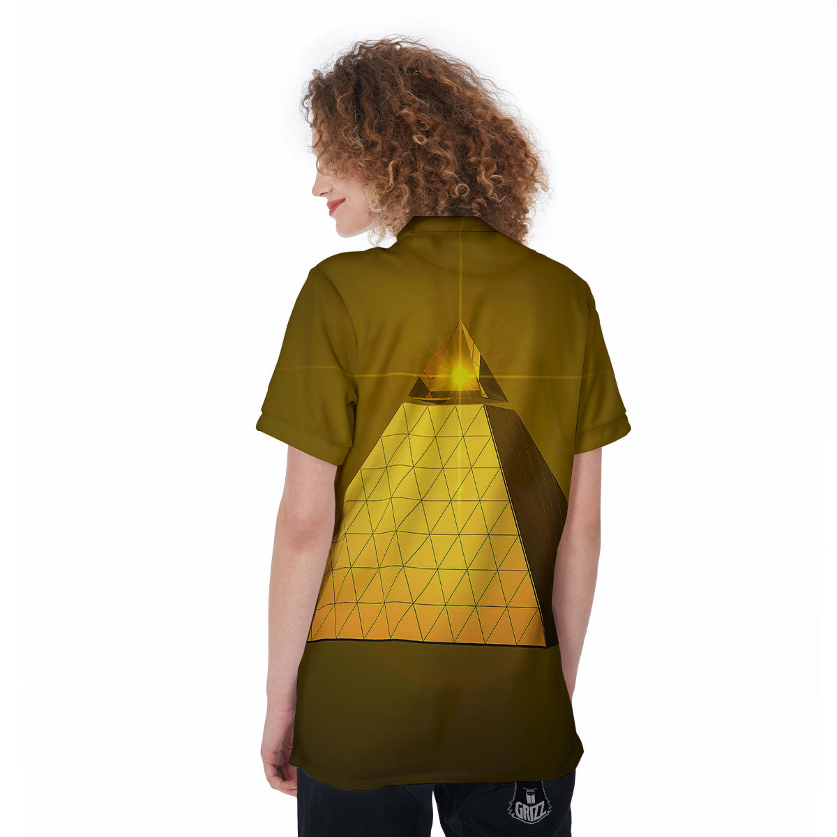 Pyramid Golden Print Women's Golf Shirts-grizzshop