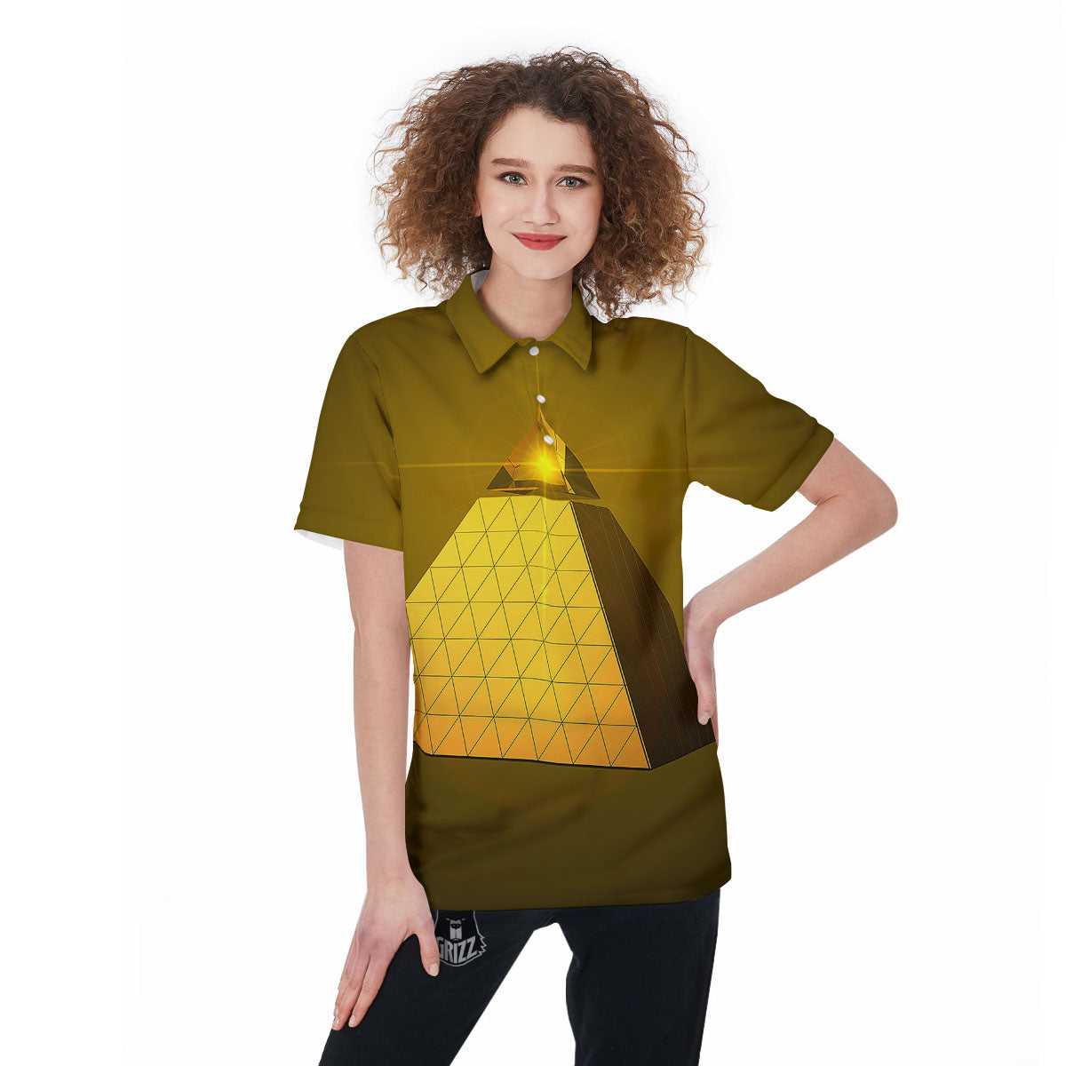 Pyramid Golden Print Women's Golf Shirts-grizzshop
