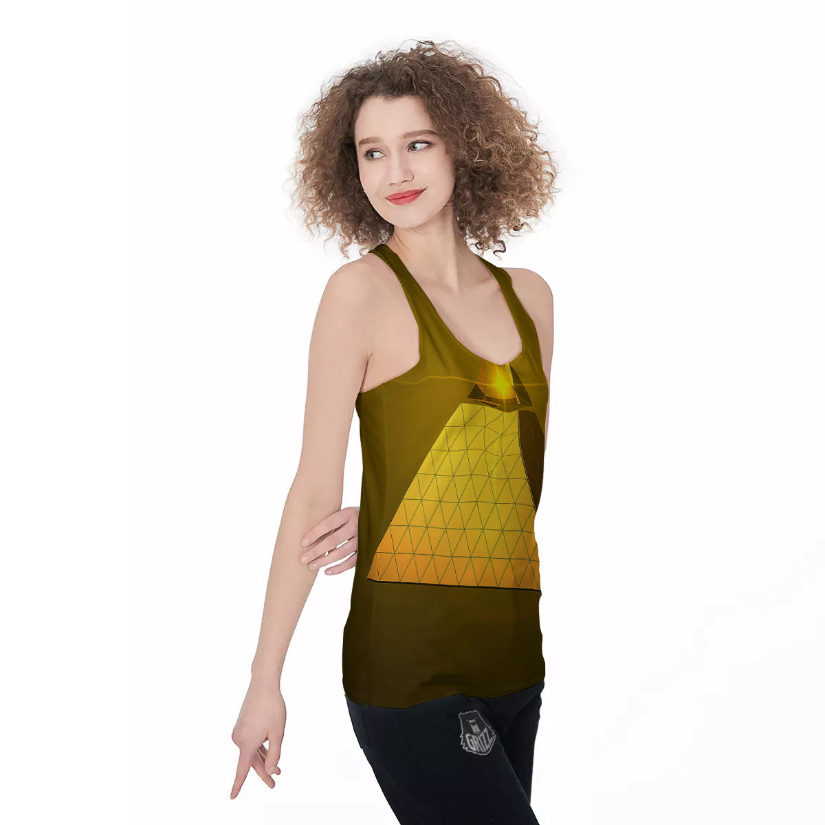 Pyramid Golden Print Women's Racerback Tank Top-grizzshop