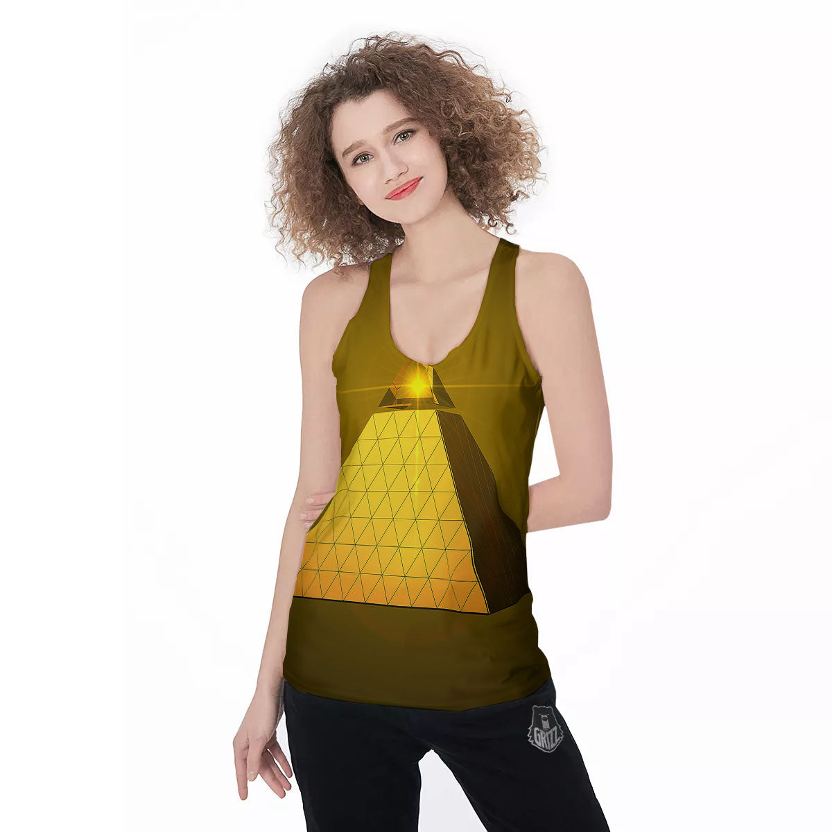 Pyramid Golden Print Women's Racerback Tank Top-grizzshop