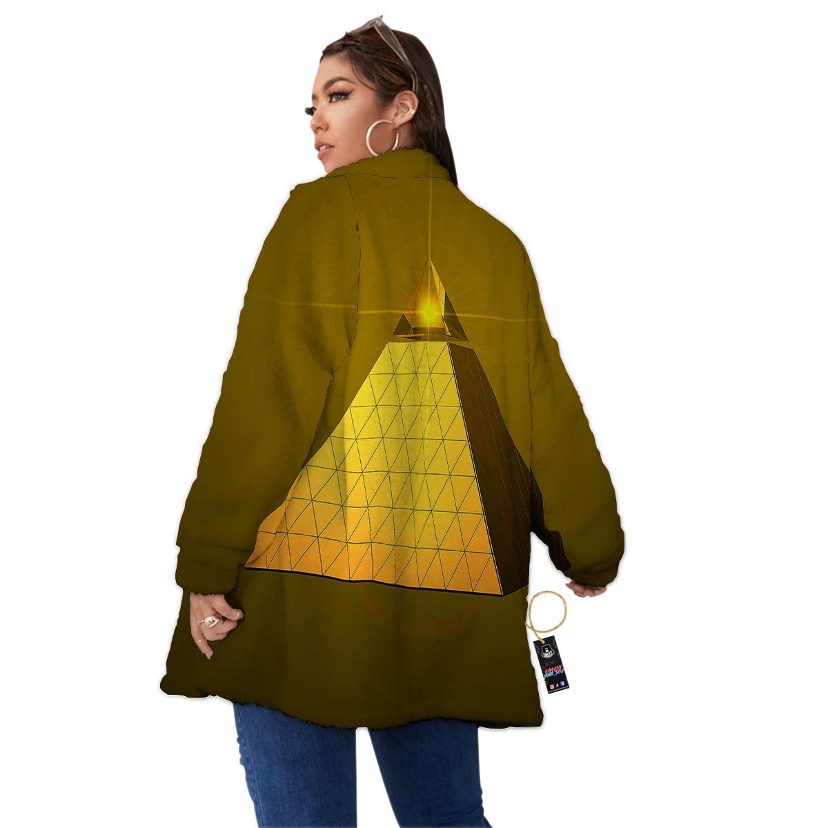 Pyramid Golden Print Women's Sherpa Jacket-grizzshop