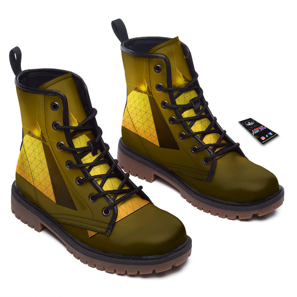 Pyramid Golden Print Work Boots-grizzshop