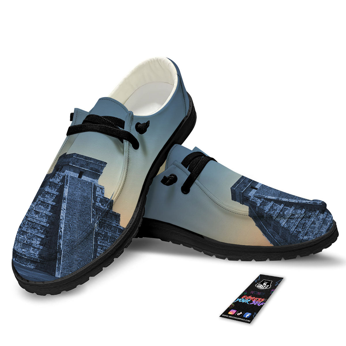 Pyramid Mayan Print Black Loafers-grizzshop