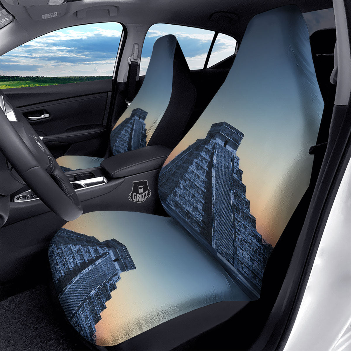 Pyramid Mayan Print Car Seat Covers-grizzshop