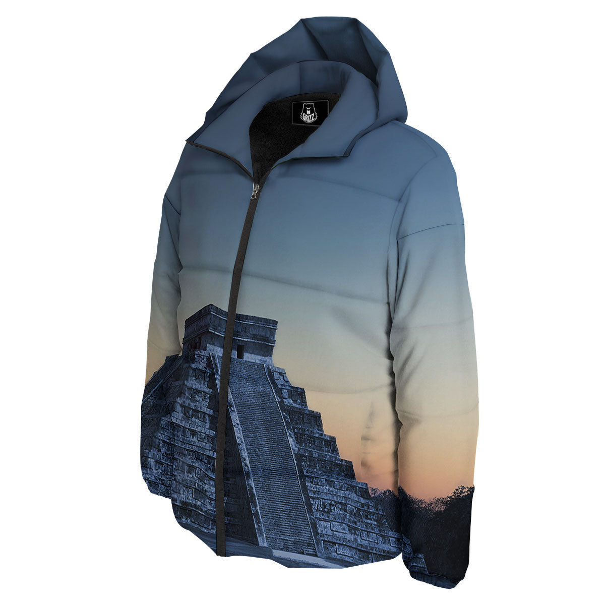 Pyramid Mayan Print Down Jacket-grizzshop