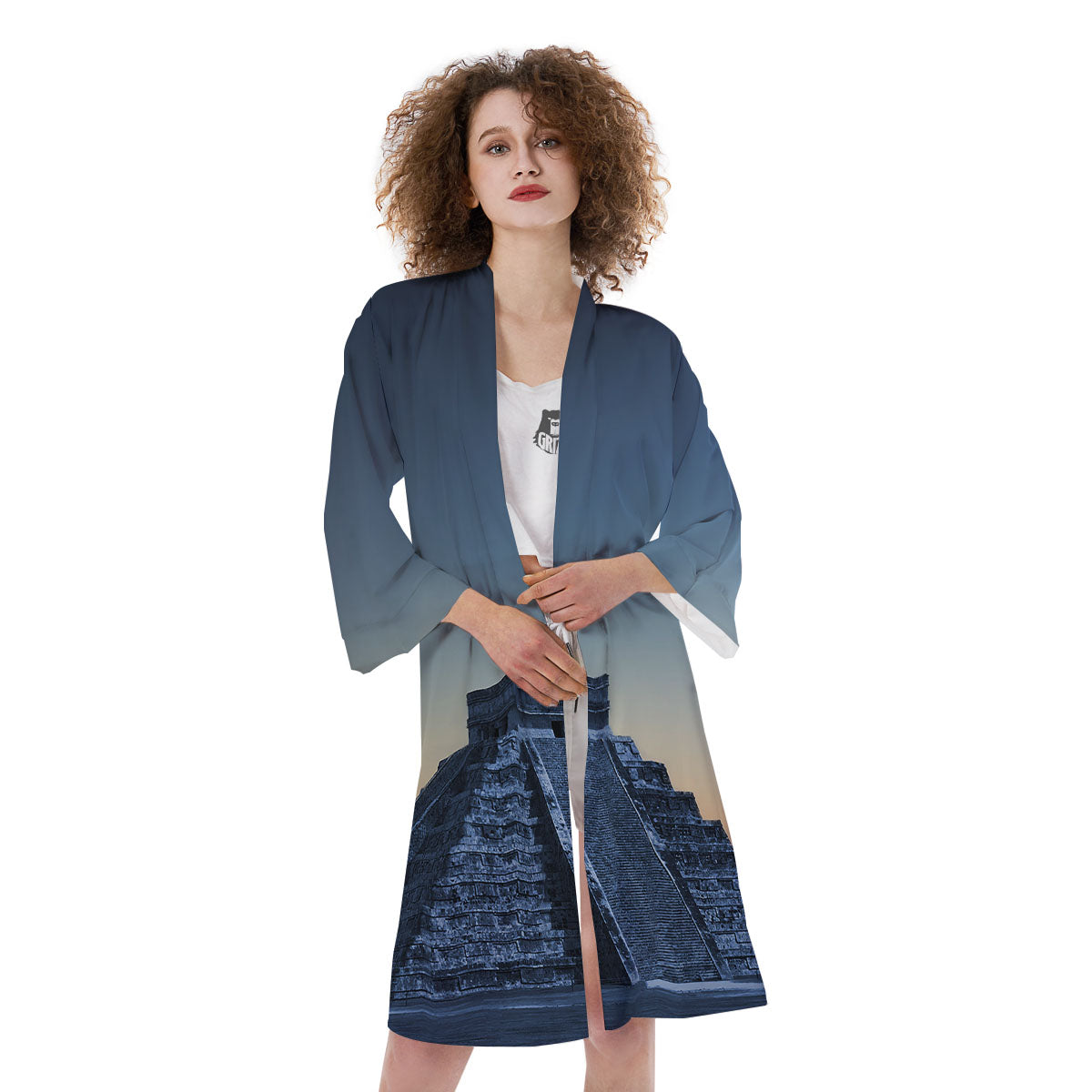 Pyramid Mayan Print Kimono-grizzshop