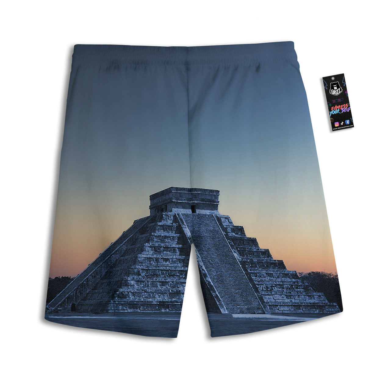Pyramid Mayan Print Men's Athletic Shorts