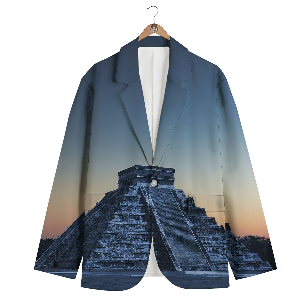 Pyramid Mayan Print Men's Blazer-grizzshop