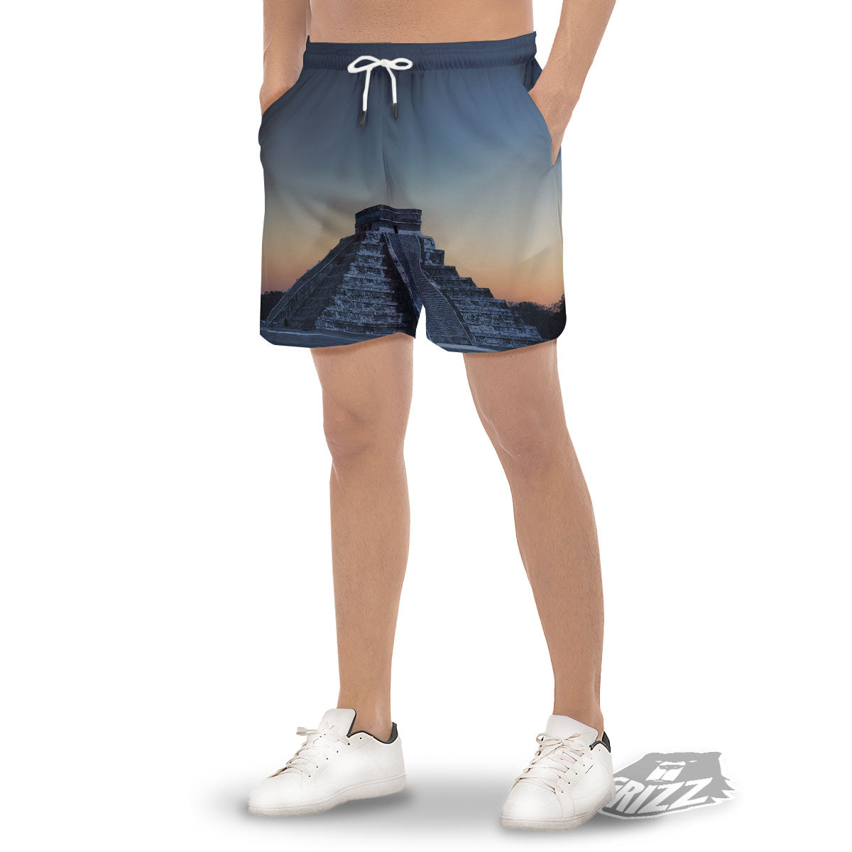 Pyramid Mayan Print Men's Gym Shorts-grizzshop