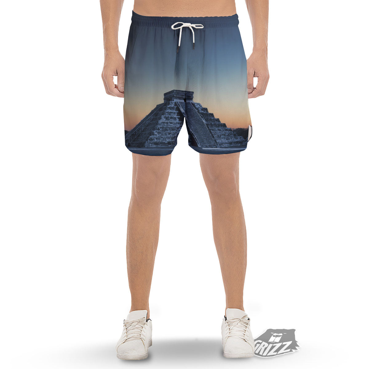 Pyramid Mayan Print Men's Gym Shorts-grizzshop