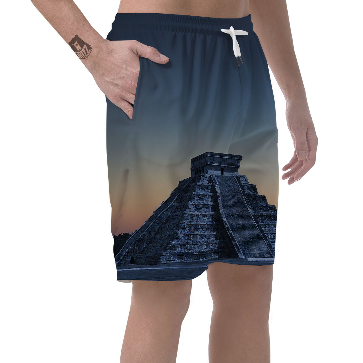 Pyramid Mayan Print Men's Shorts-grizzshop