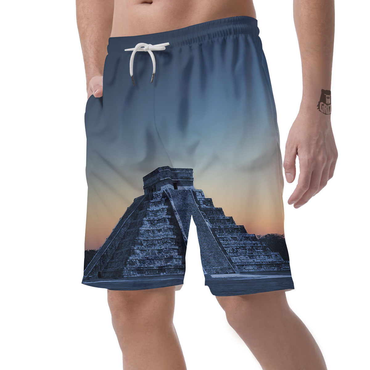 Pyramid Mayan Print Men's Shorts-grizzshop
