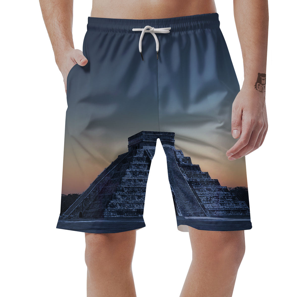 Pyramid Mayan Print Men's Shorts-grizzshop