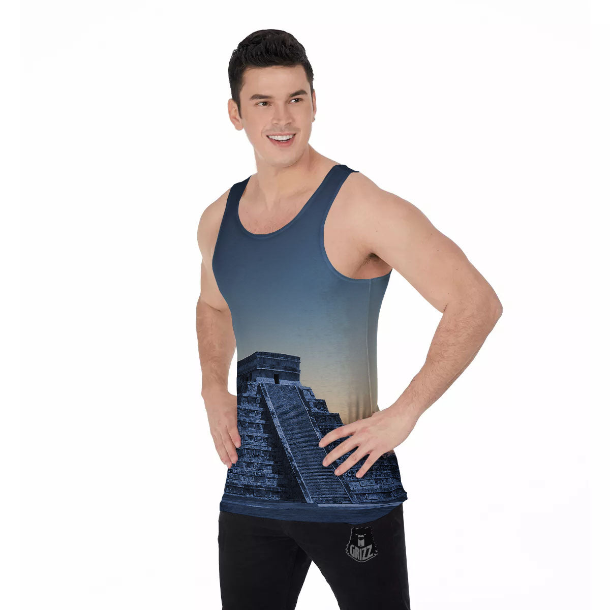 Pyramid Mayan Print Men's Tank Top-grizzshop