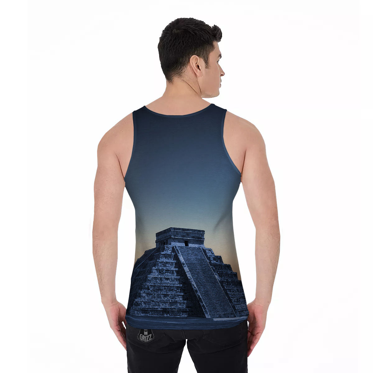 Pyramid Mayan Print Men's Tank Top-grizzshop