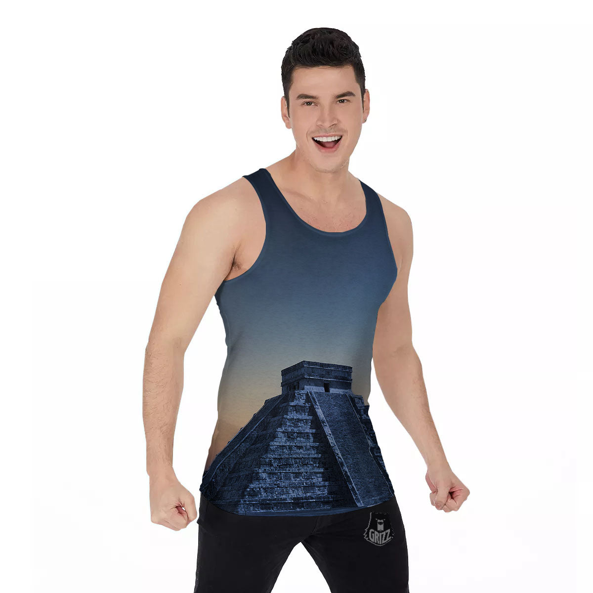 Pyramid Mayan Print Men's Tank Top-grizzshop