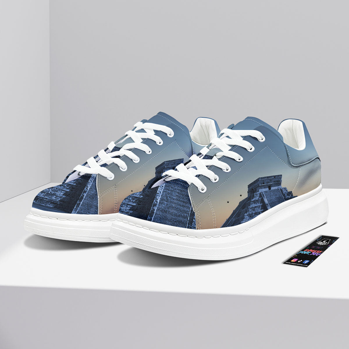Pyramid Mayan Print Platform Shoes-grizzshop