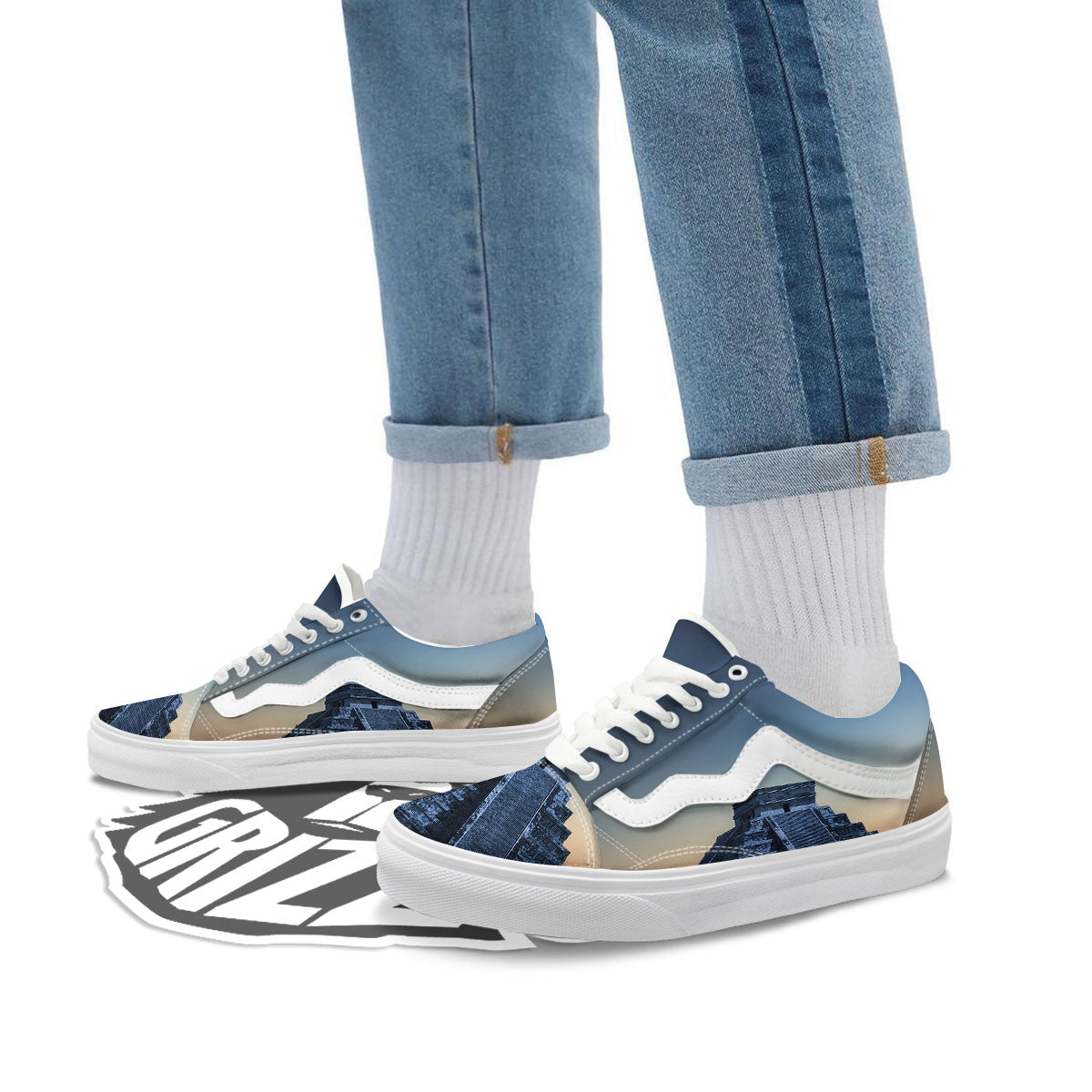 Pyramid Mayan Print Skate Shoes-grizzshop