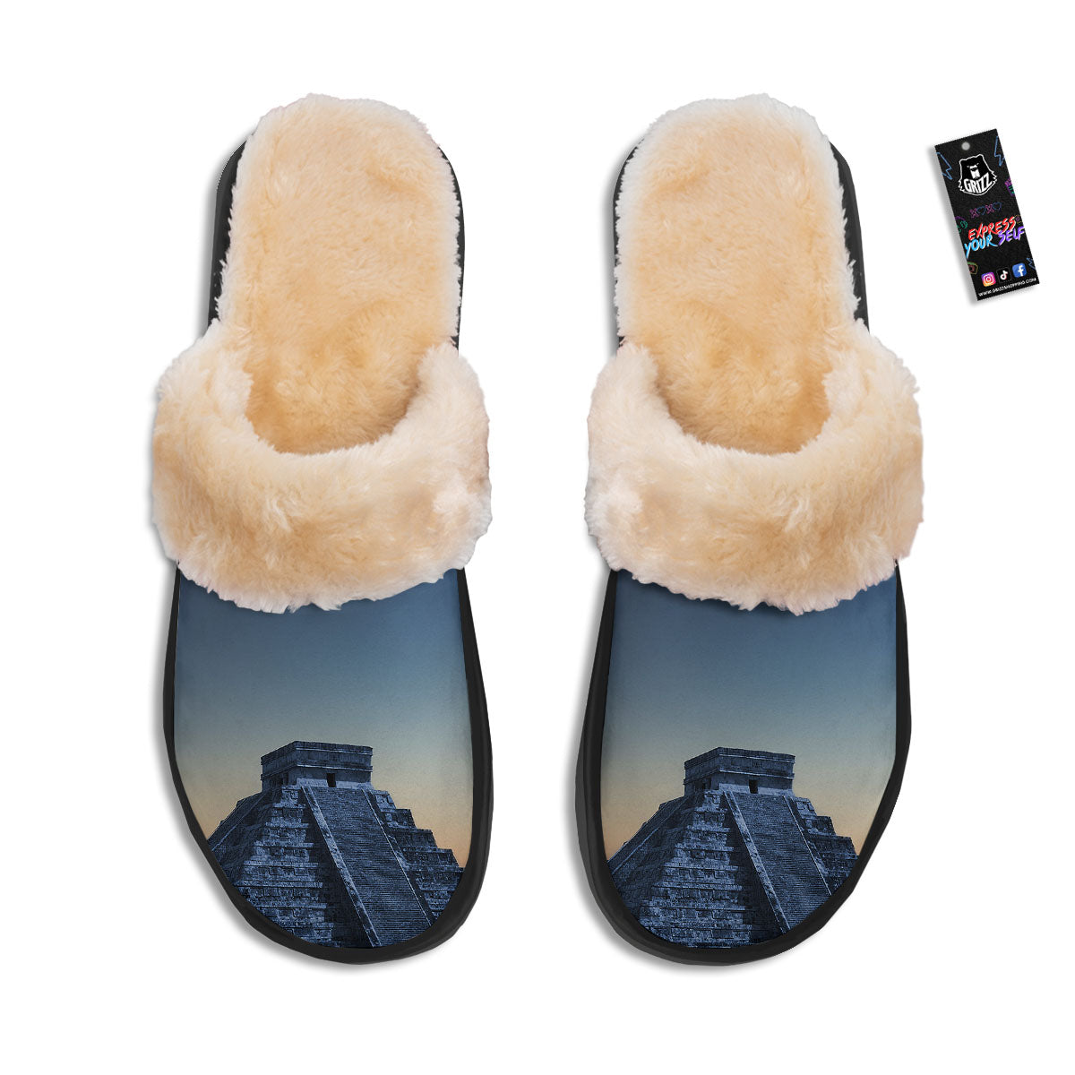 Pyramid Mayan Print Slippers-grizzshop