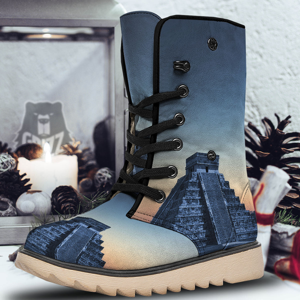 Pyramid Mayan Print Snow Boots-grizzshop