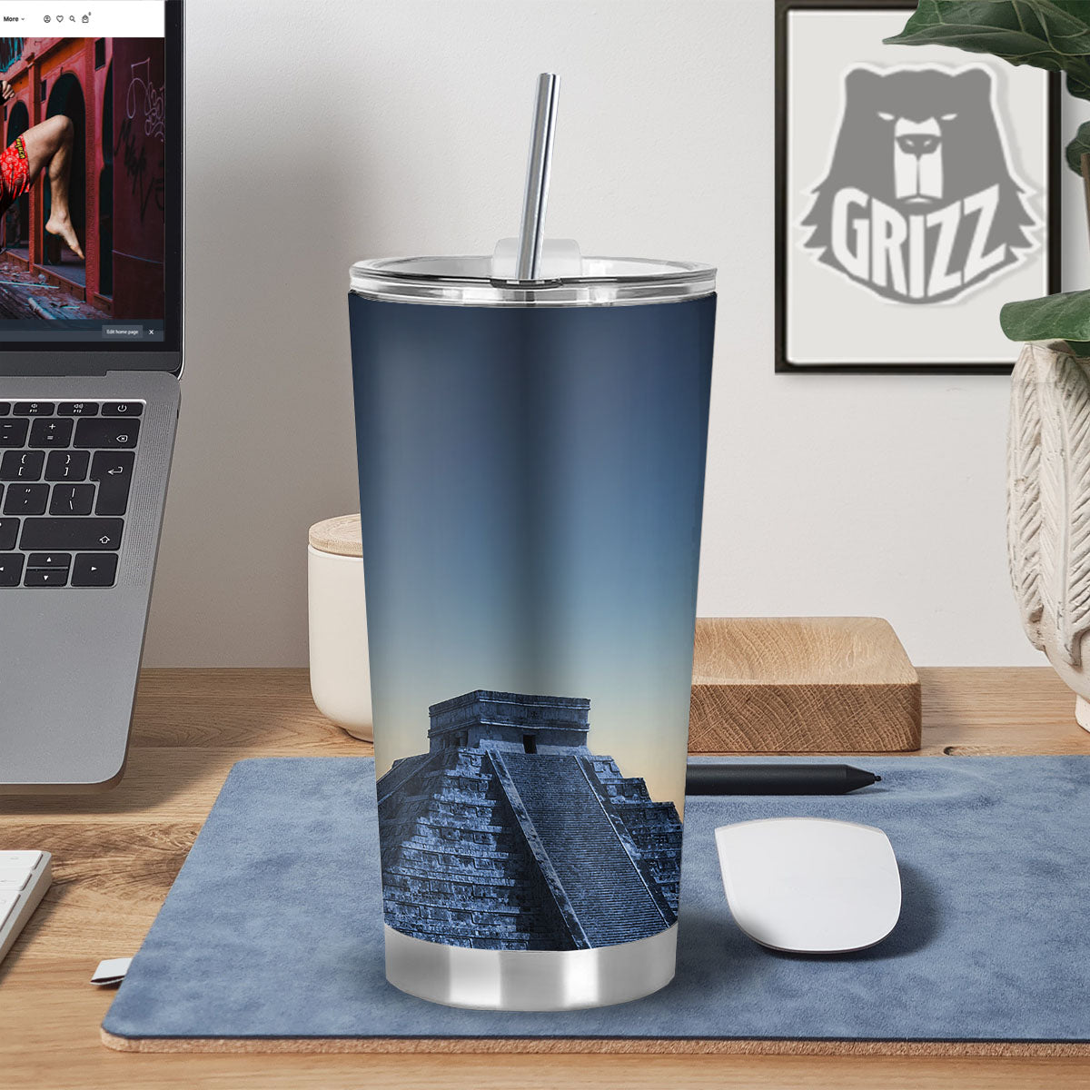 Pyramid Mayan Print Tumbler-grizzshop