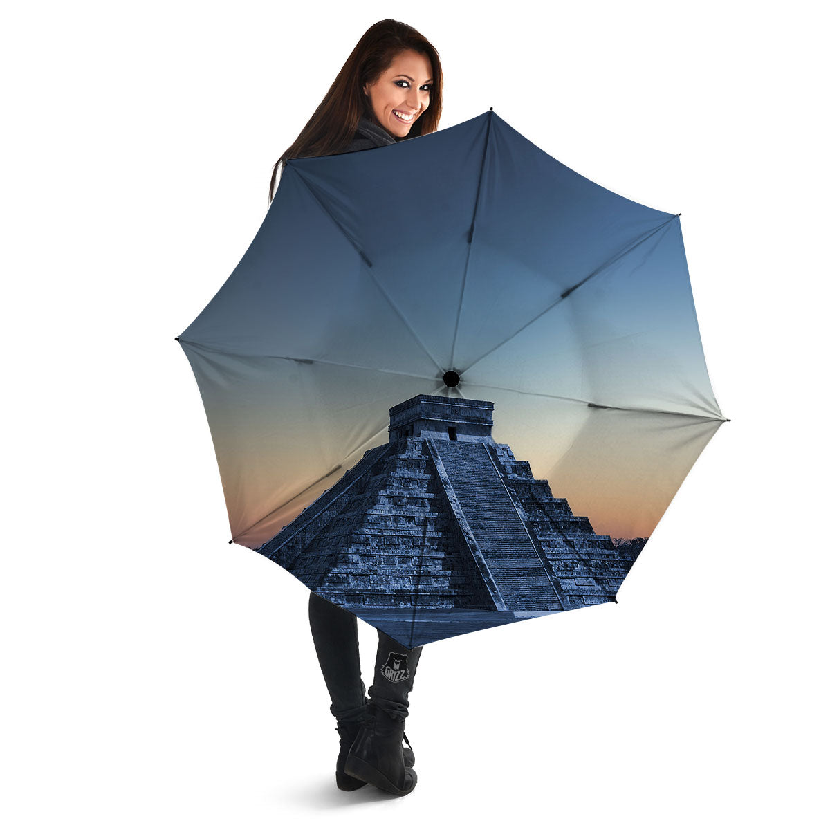Pyramid Mayan Print Umbrella-grizzshop