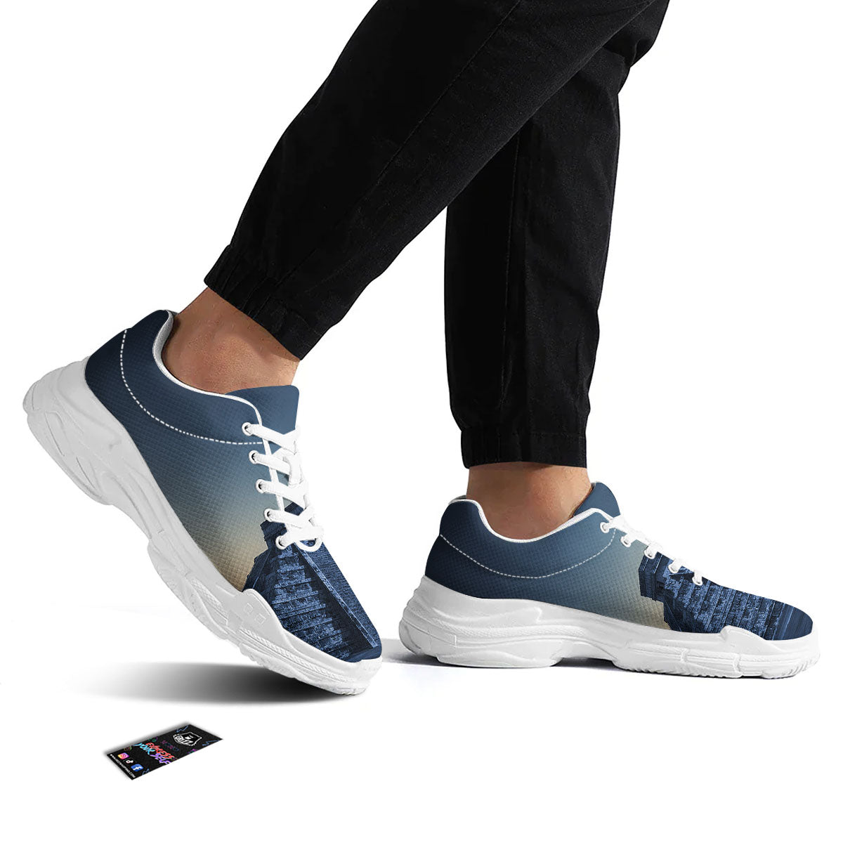 Pyramid Mayan Print White Chunky Shoes-grizzshop