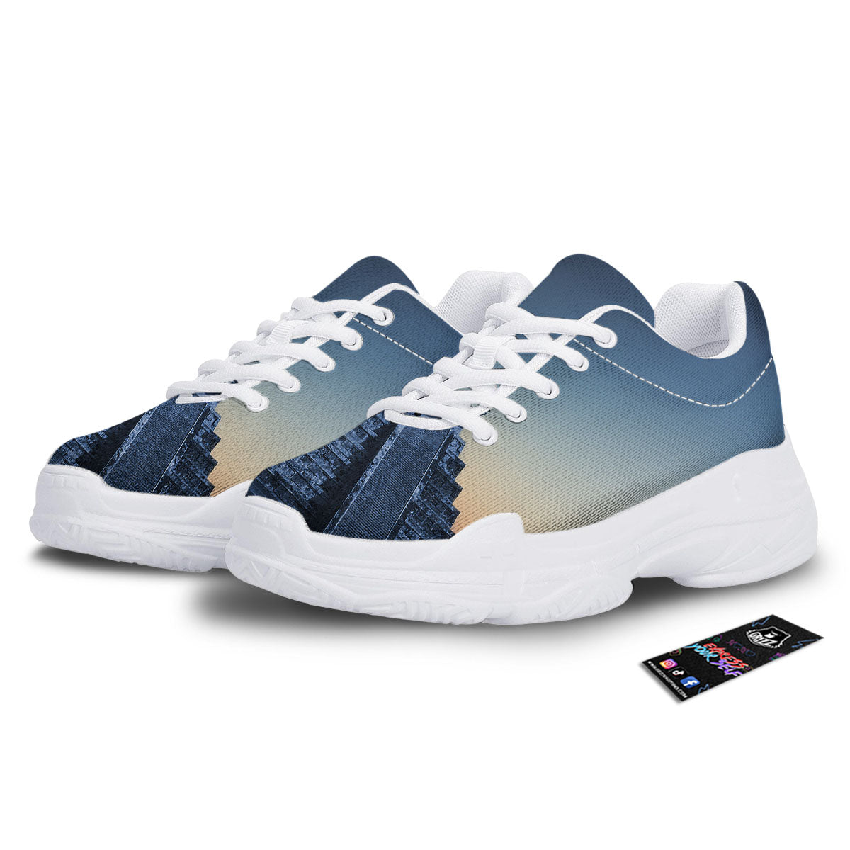 Pyramid Mayan Print White Chunky Shoes-grizzshop