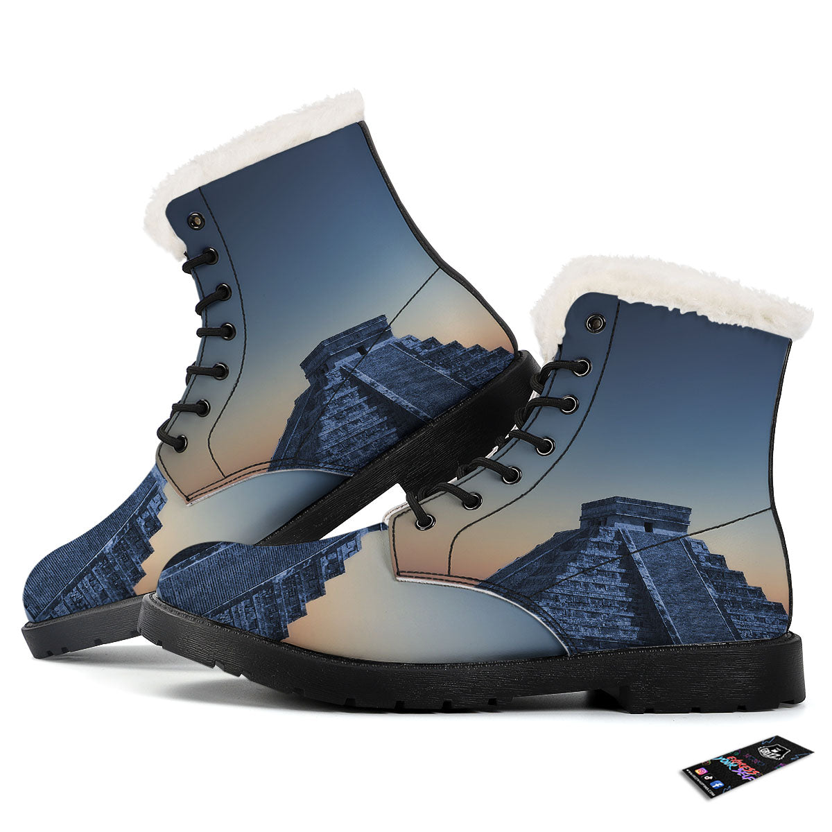 Pyramid Mayan Print Winter Boots-grizzshop