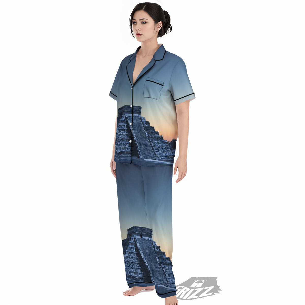 Pyramid Mayan Print Women's Pajamas Set-grizzshop