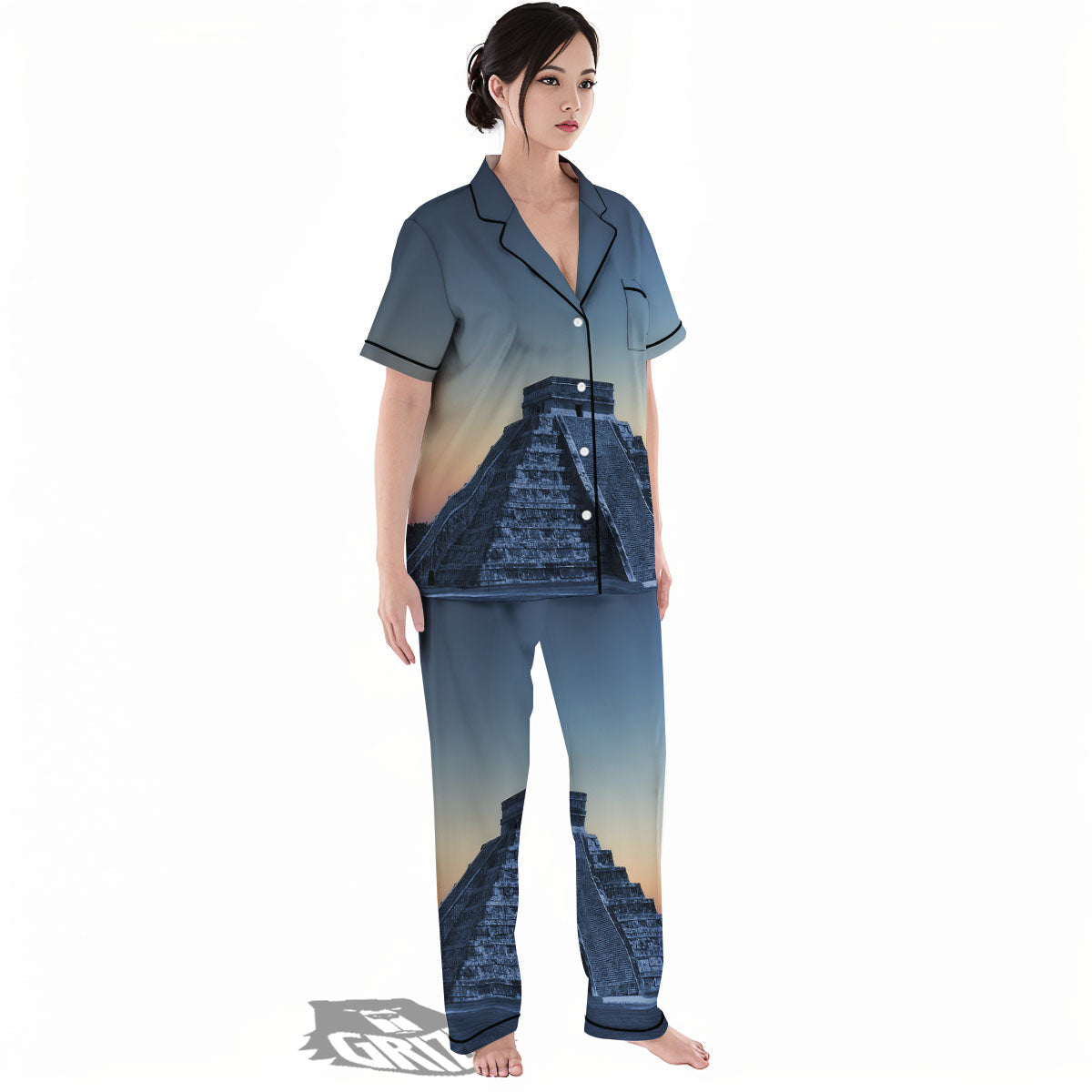 Pyramid Mayan Print Women's Pajamas Set-grizzshop