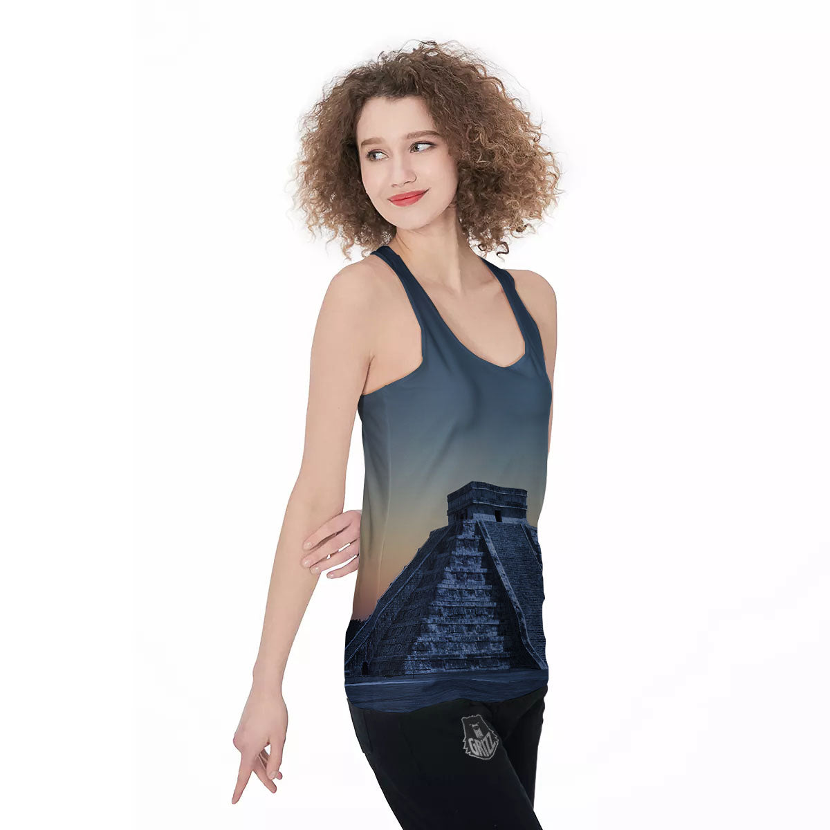 Pyramid Mayan Print Women's Racerback Tank Top-grizzshop