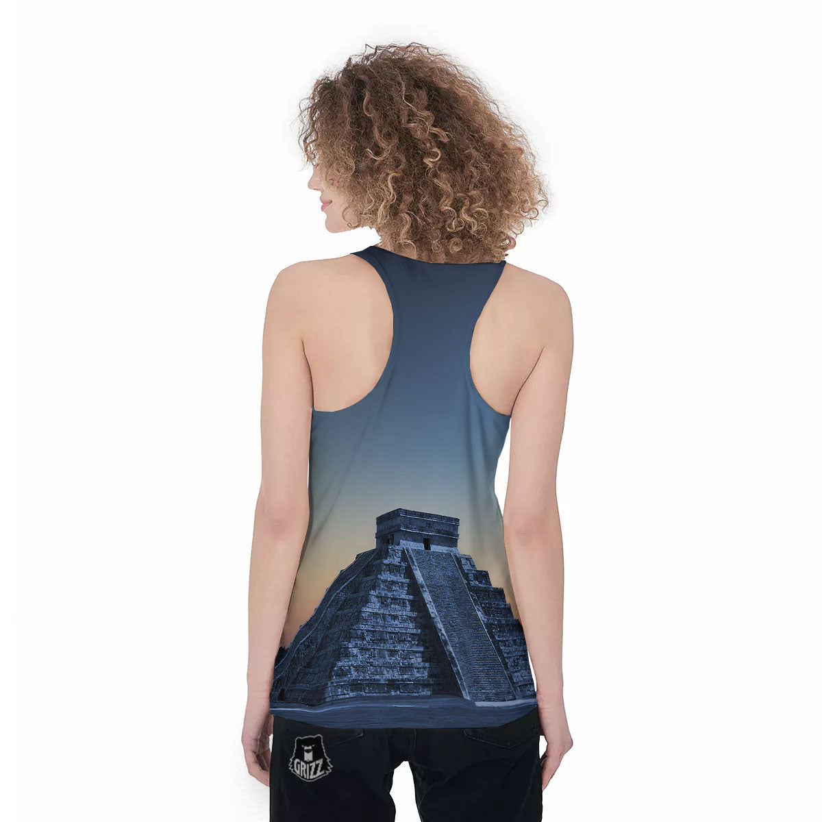 Pyramid Mayan Print Women's Racerback Tank Top-grizzshop