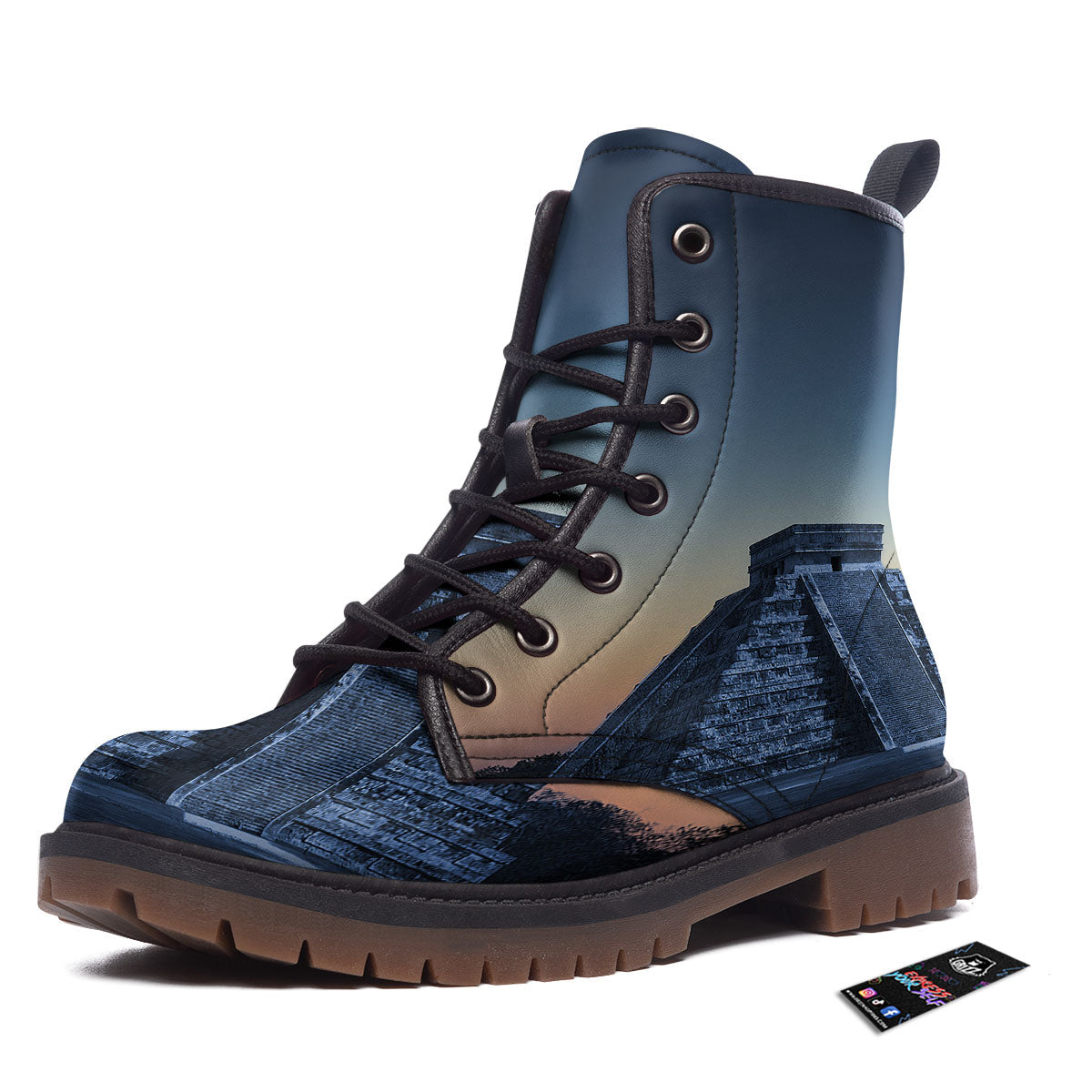 Pyramid Mayan Print Work Boots-grizzshop