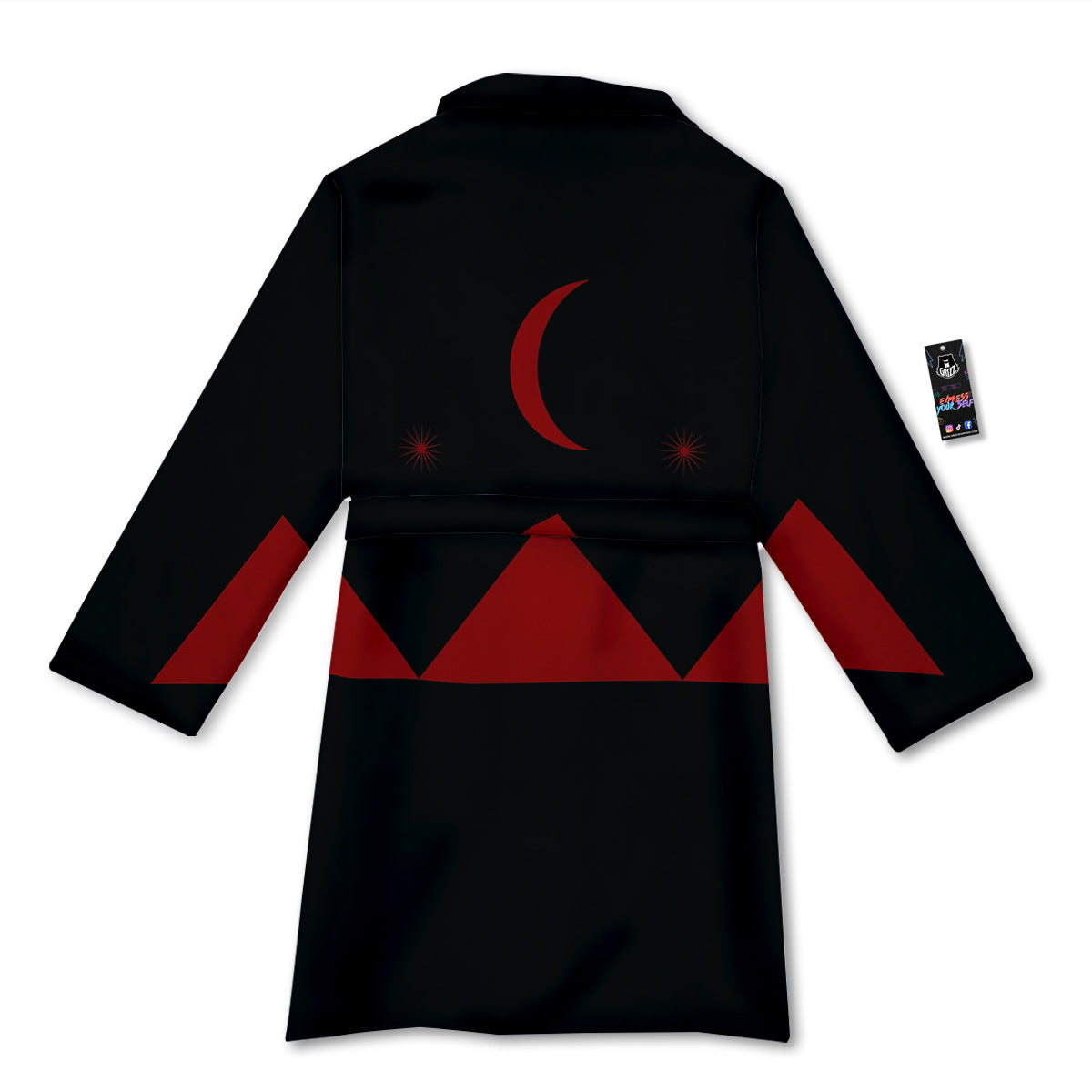 Pyramid Red Moon Print Bathrobe-grizzshop