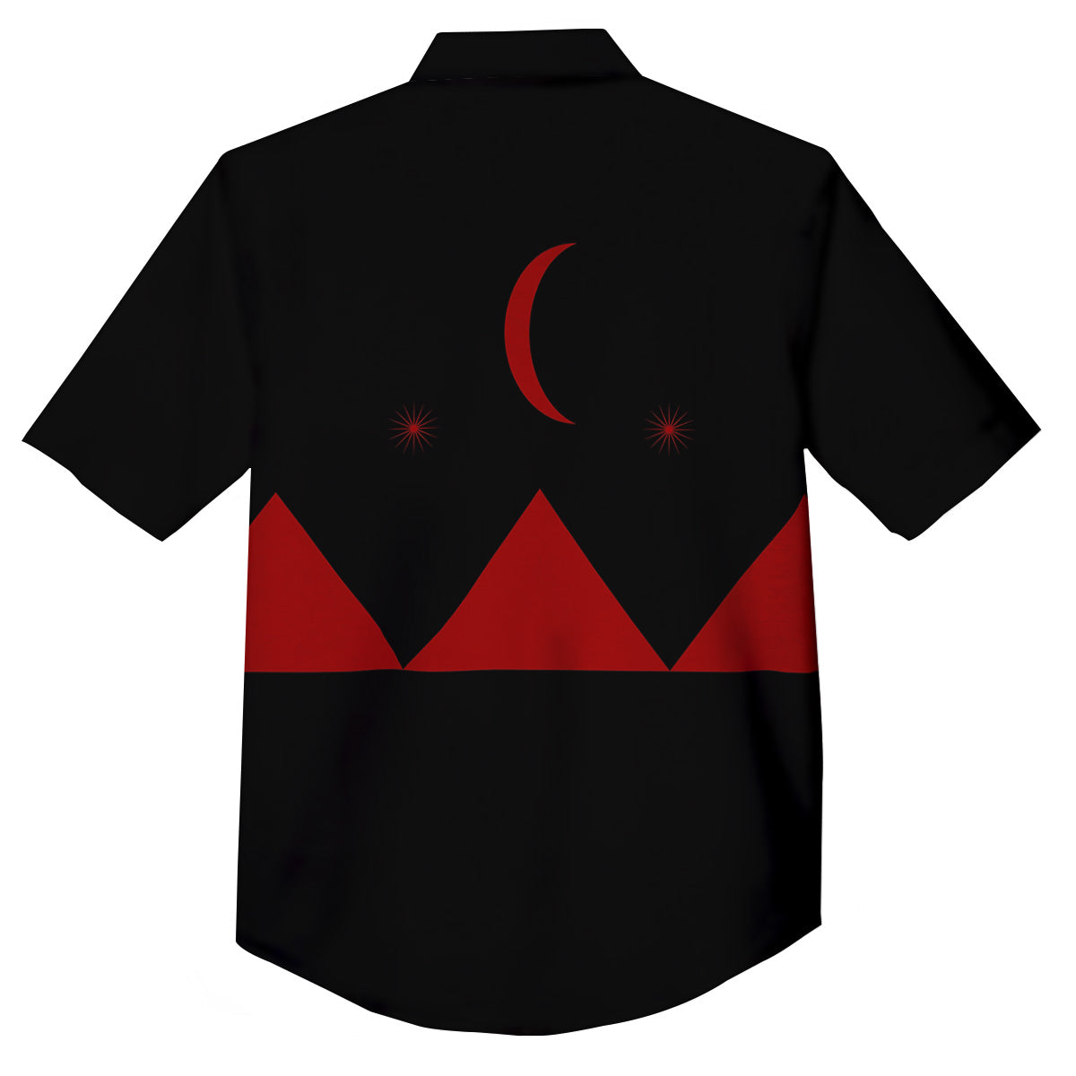 Pyramid Red Moon Print Button Up Shirt-grizzshop