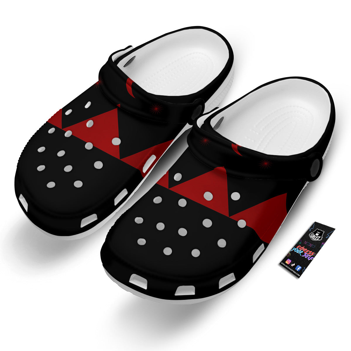 Pyramid Red Moon Print Clog-grizzshop