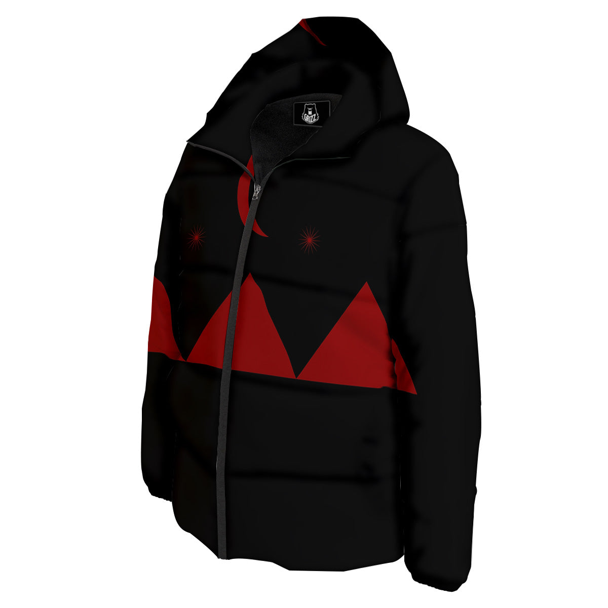 Pyramid Red Moon Print Down Jacket-grizzshop