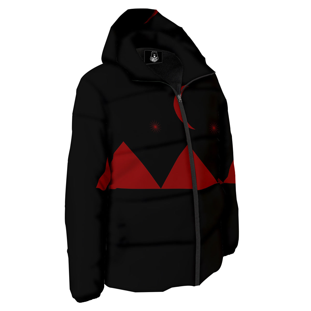 Pyramid Red Moon Print Down Jacket-grizzshop