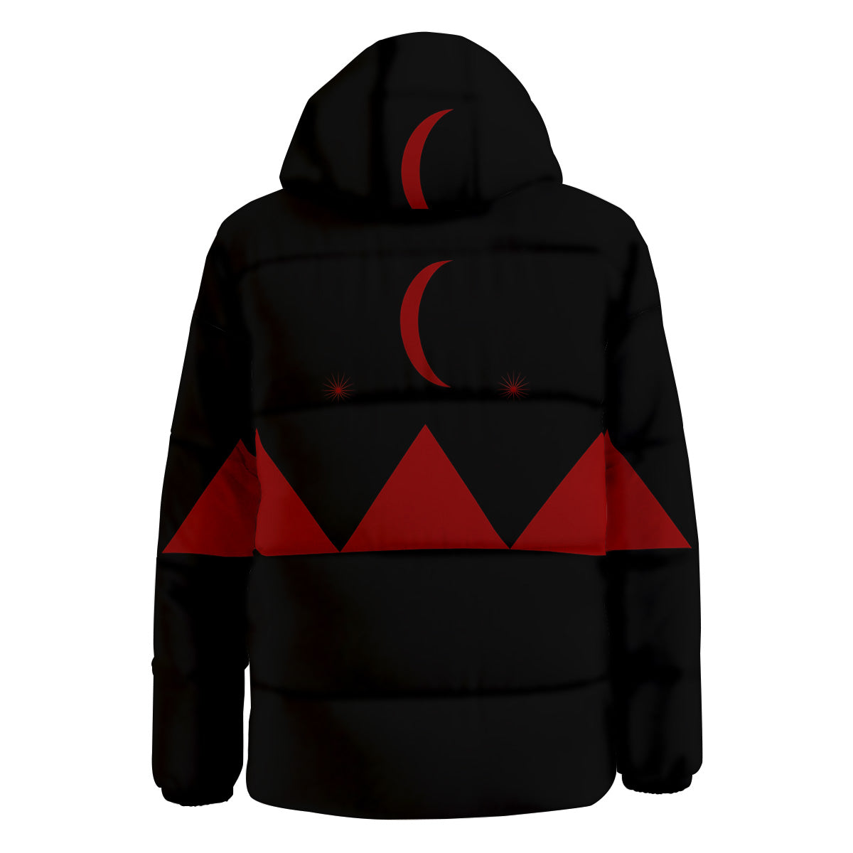 Pyramid Red Moon Print Down Jacket-grizzshop