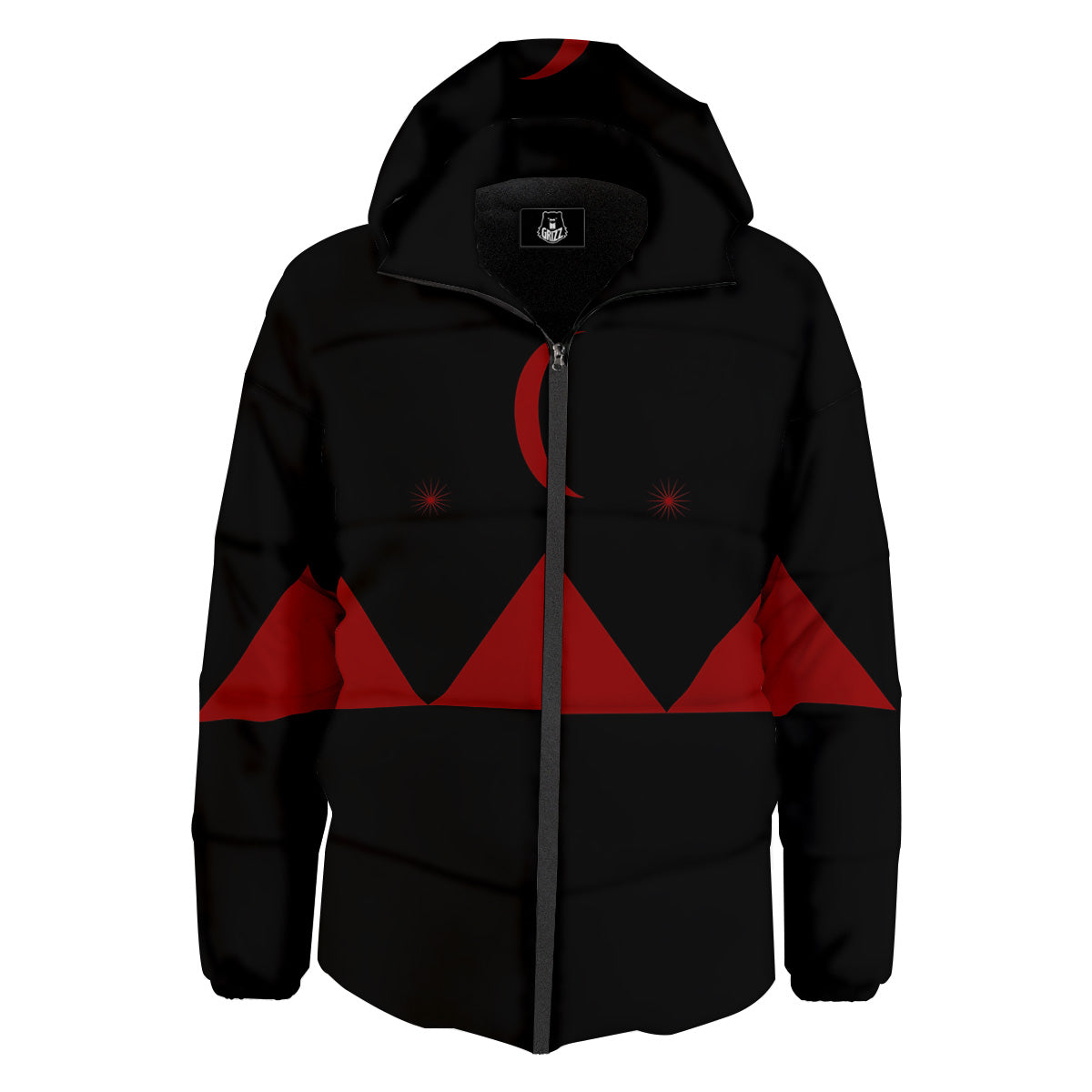 Pyramid Red Moon Print Down Jacket-grizzshop
