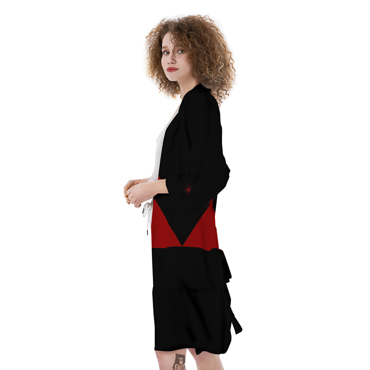Pyramid Red Moon Print Kimono-grizzshop